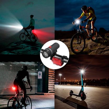 Kit Luces Led Delantera y Trasera Para Bicicleta / Patinete. Funcionamiento a Pilas.