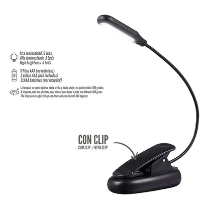 Linterna Led De Mesa, Lectura, Partituras Con Clip A Pilas