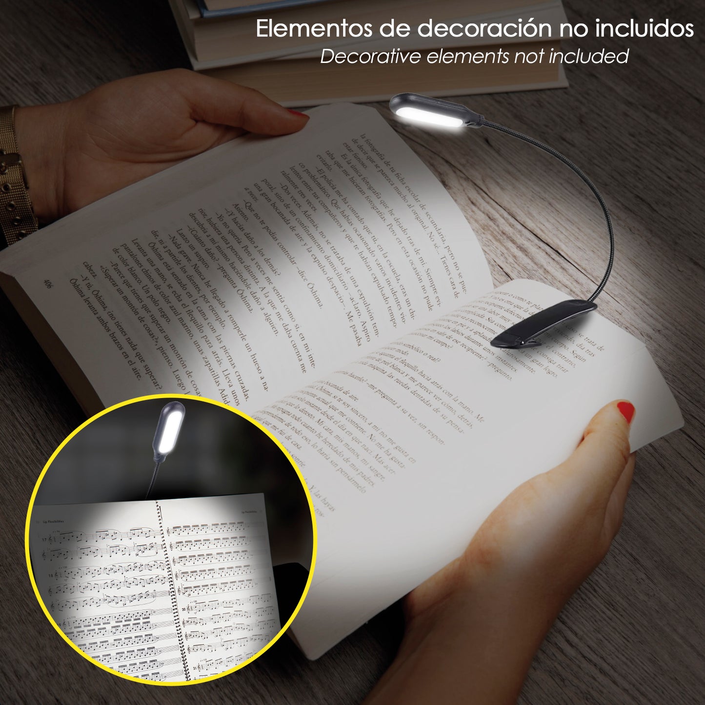 Linterna Led De Mesa, Lectura, Partituras Con Clip A Pilas