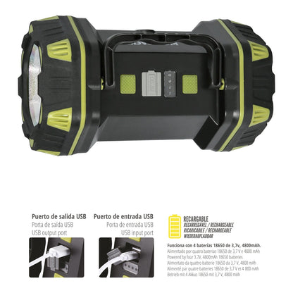 Linterna Led Multiusos 3 En 1 Recargable 400 Lumenes