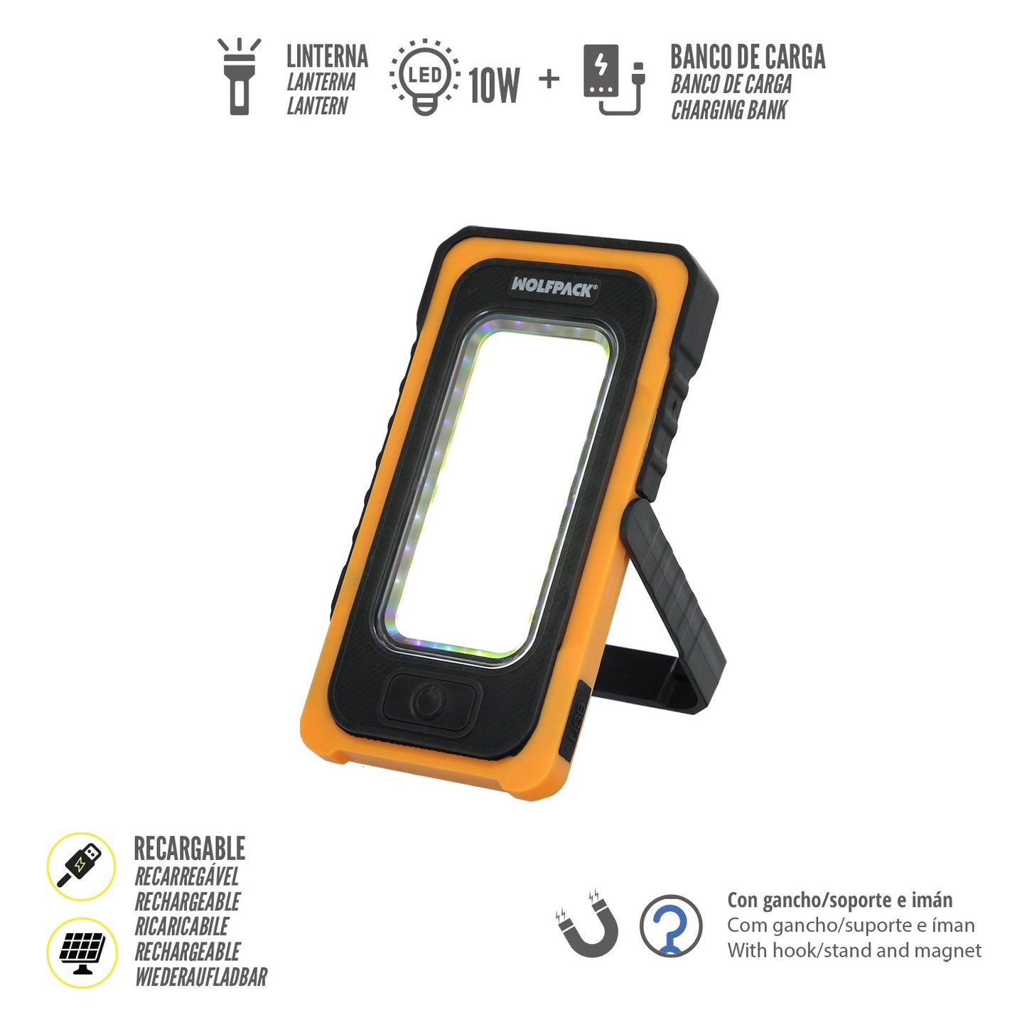 Linterna Led Solar Recargable 10 Watt 750 Lumenes