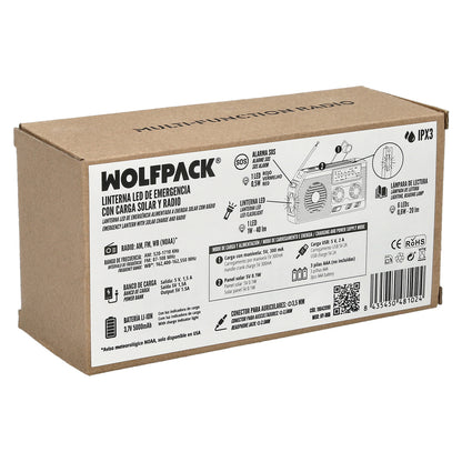 Linterna Led De Emergencia Solar Con Radio, Con Bateria, Carga Manual Dinamo