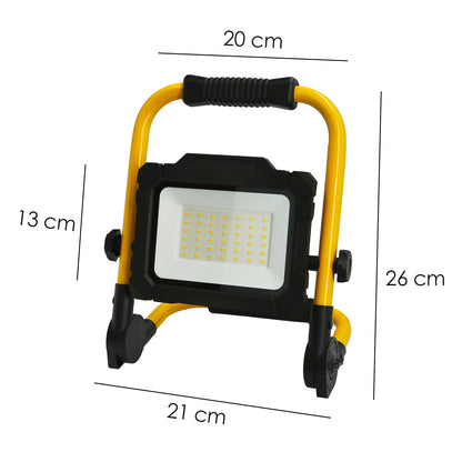 Foco Led Plano 30 Watt. Luz Blanca 4000º K IP 65 3300 Lumenes Con Asa de Transporte