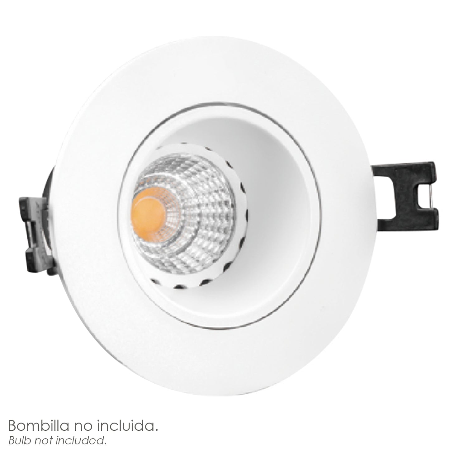 Aro Foco Empotrable Regulable Con Portalamparas Para Bombillas GU10 Ø 90 x 29 mm. Bombilla encastrada. Pack de 3 unidades