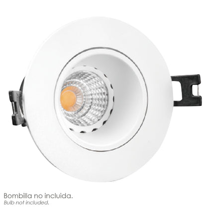 Aro Foco Empotrable Regulable Con Portalamparas Para Bombillas GU10 Ø 90 x 29 mm. Bombilla encastrada. Pack de 3 unidades