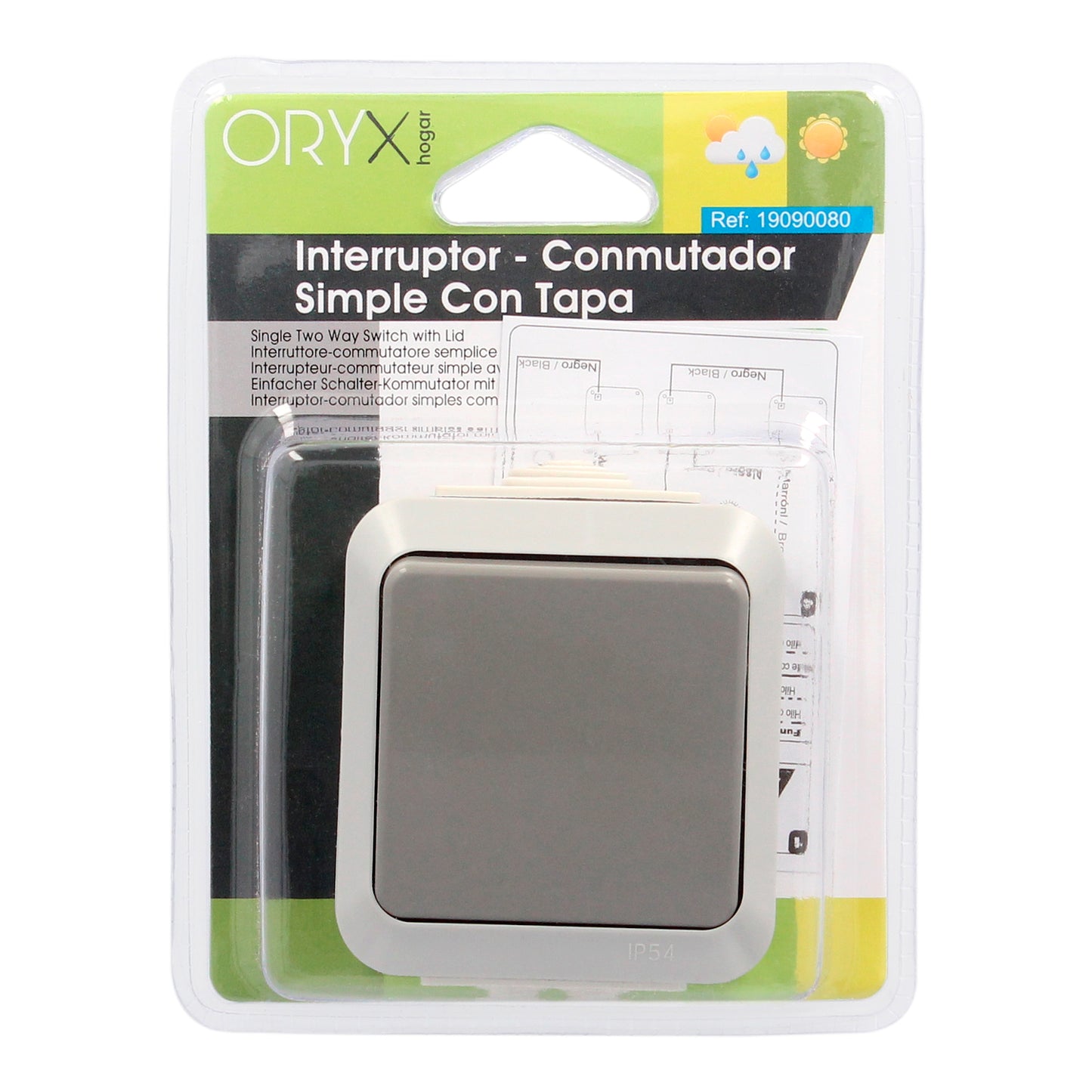 Interruptor / Interruptor simples Oryx com tampa cinza