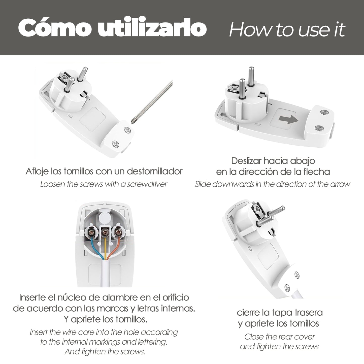 Clavija Enchufe Ultraplano 7 mm. con Asas De Extraccion 16 A - 250 V. Tras Muebles, 3 Cables, Toma Schuko