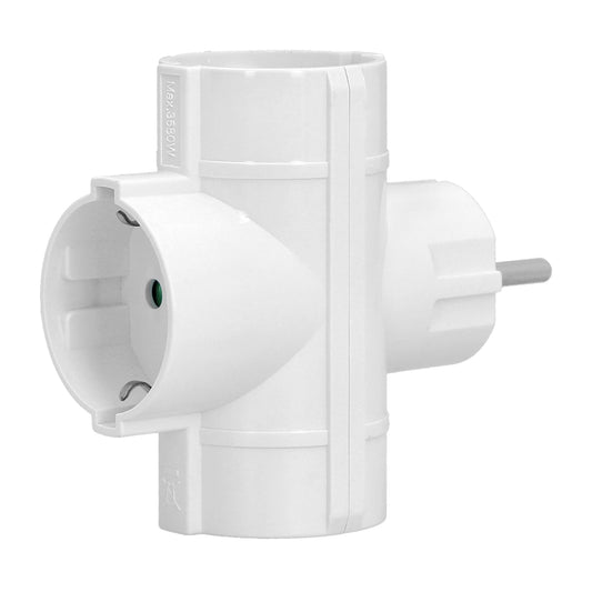Adaptador Triple Schuko 16 A 250 V.