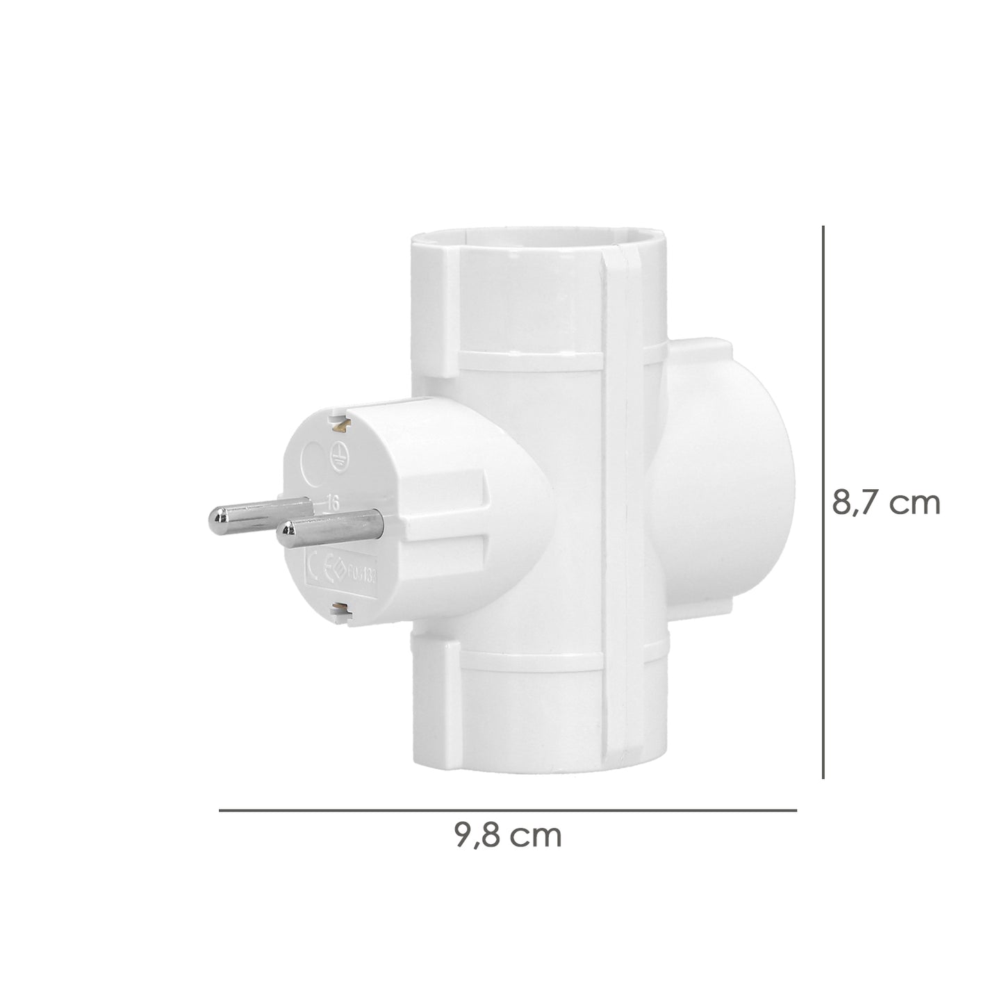 Adaptador Triple Schuko 16 A 250 V.
