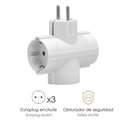 Adaptador Triple Schuko 16 A 250 V.