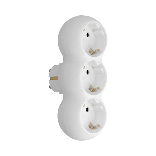 Adaptador Triple Schuko Recto 16A. 250V.