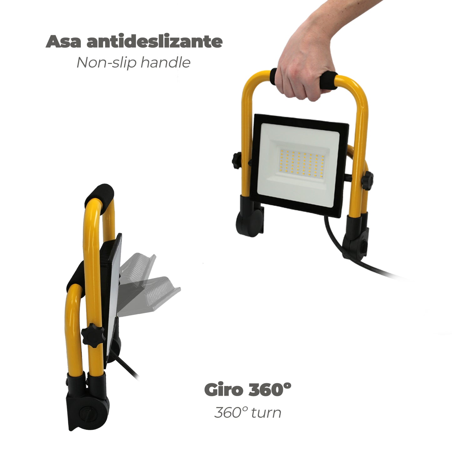 Foco Led Plano 100 Watt / 4000 K / IP 65 / 8000 lúmenes. Con Asa De Transporte.