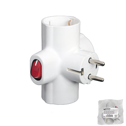 Adaptador / Thief Triplo Schuko 16 A 250v Com Interruptor