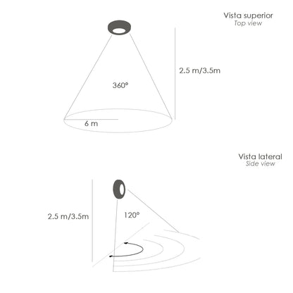 Detector De Movimiento Por Infrarrojos Con Sensor Crepuscular 360°. Ajustable