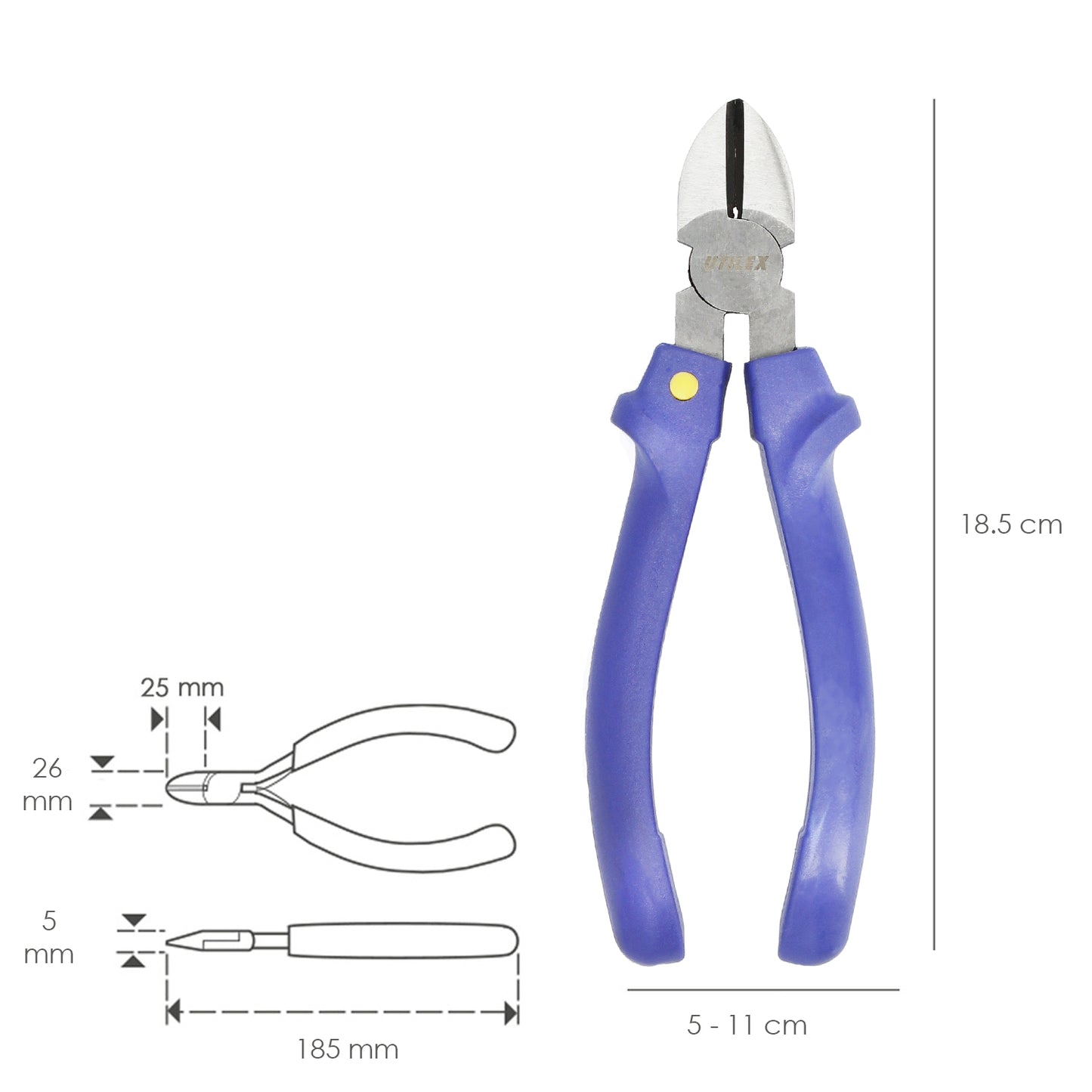 Alicate Corte Diagonal Utilex 175 mm.
