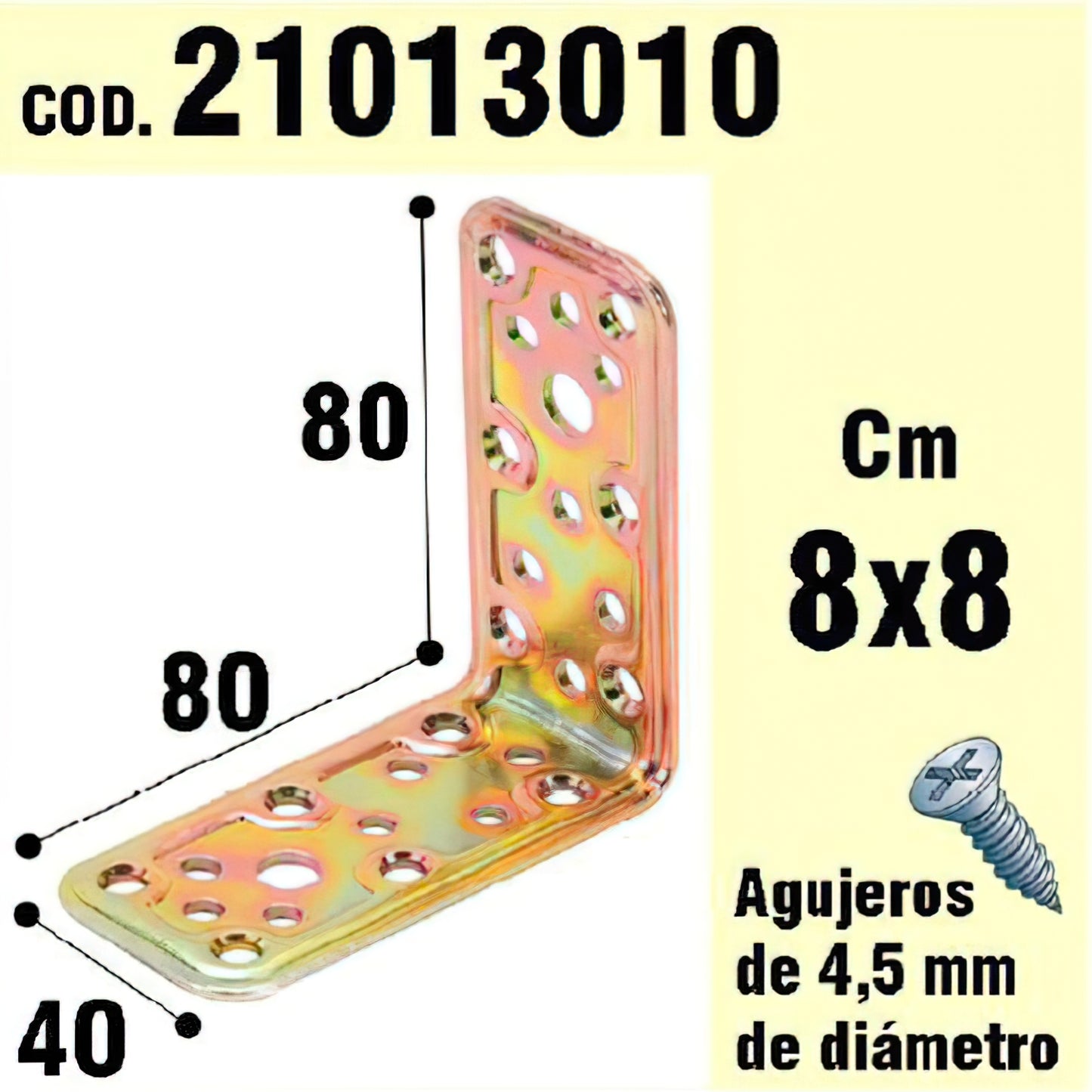 Ângulo Suporte Madeira 40x80x80 mm.