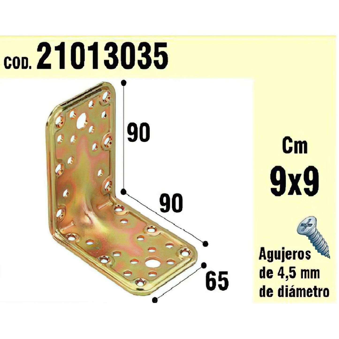 Ângulo Suporte Madeira 65x90x90 mm.