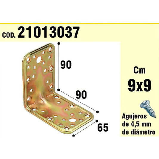 Ângulo Suporte Madeira 65x90x90 mm. Espessura 2,5 mm.