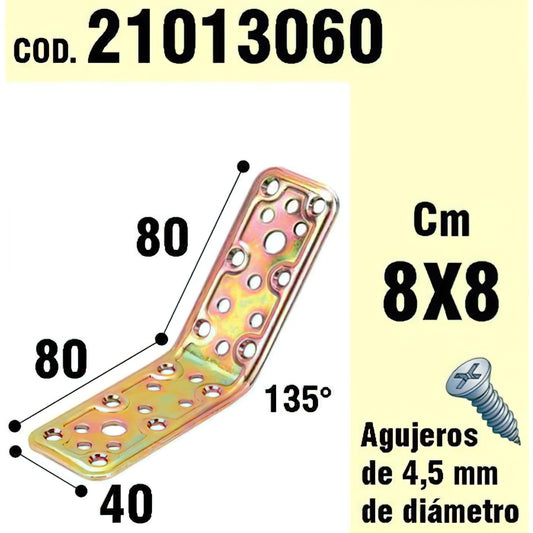 Ângulo Suporte Madeira 40x80x80 mm. / 135°