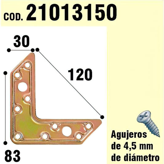 Suporte Para Chapa De Madeira "L" Bicromada 120 mm.