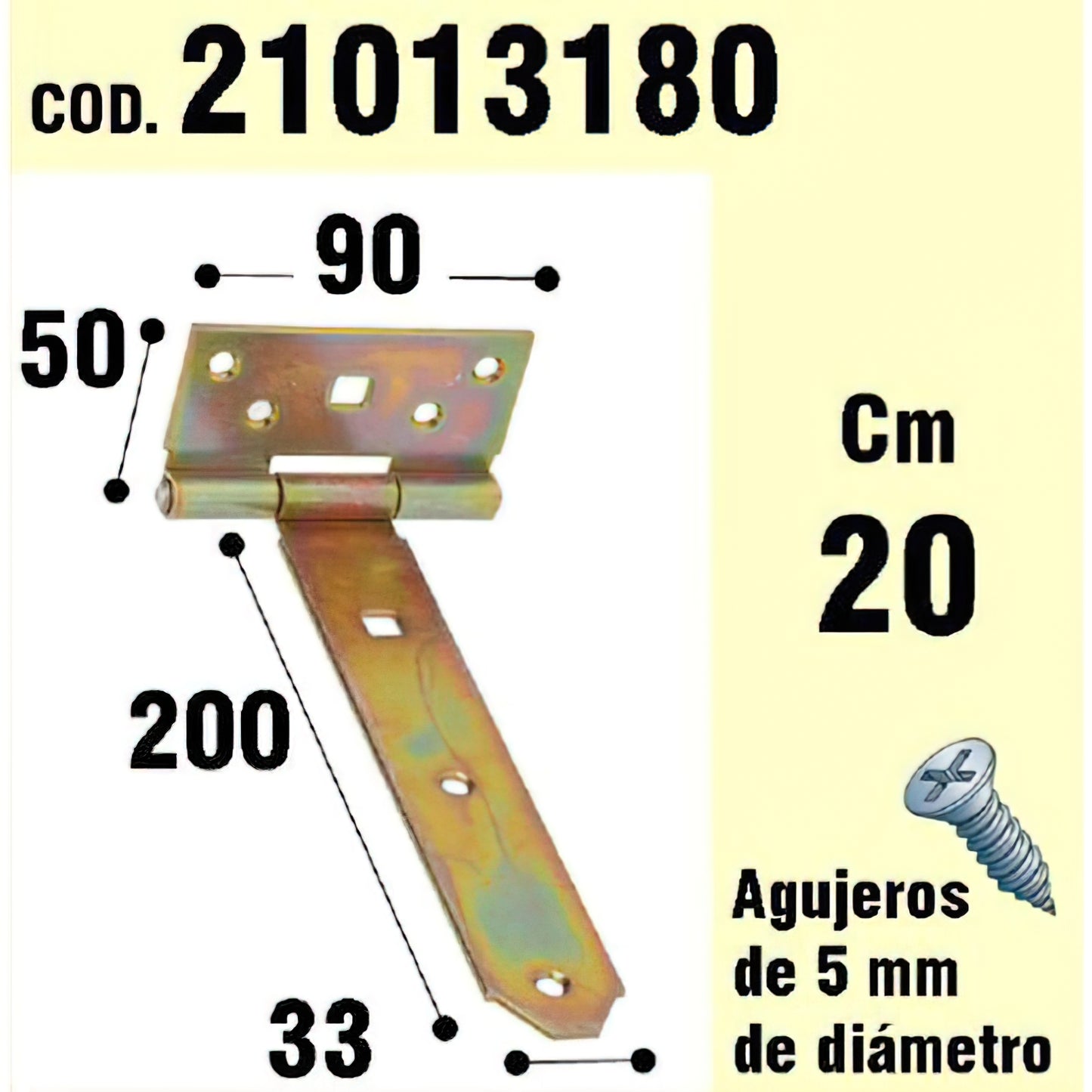 Suporte Para Dobradiça Madeira Bicromato 200 mm.