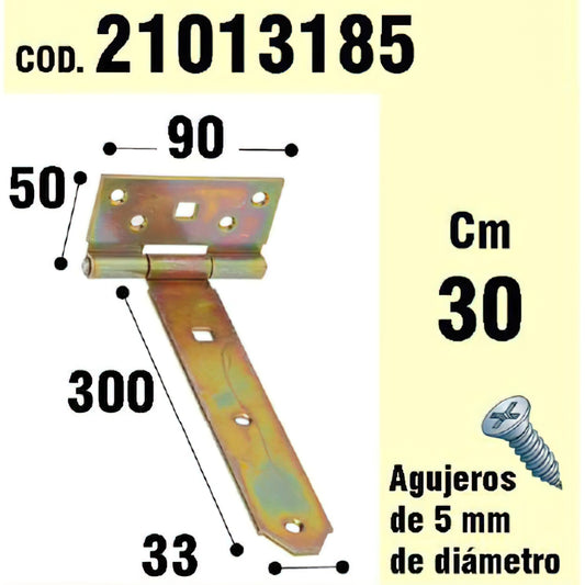 Suporte Para Dobradiça Madeira Bicromato 300 mm.