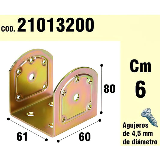 Suporte Para Madeira Tipo "U" Bicromada 60 mm.