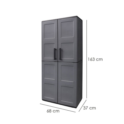 Armario Resina Alto 68x37x163 cm. Con Portaescobas. Color Gris Oscuro