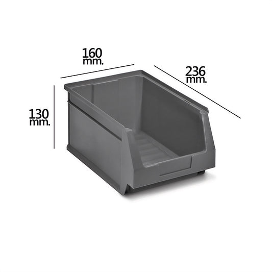 Gaveta de Arrumação Empilhável Cinza Nº52 236x160x130 mm. (2/6)