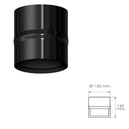 Módulo Anti-condensação Fogão Vitrificado Preto Ø 150 mm. Condensador de Chaminé, Anticondensação de Chaminé, Tubos Anticondensação