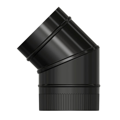 Cotovelo de Fogão Vitrificado Preto Liso Ø 150 mm. 45°