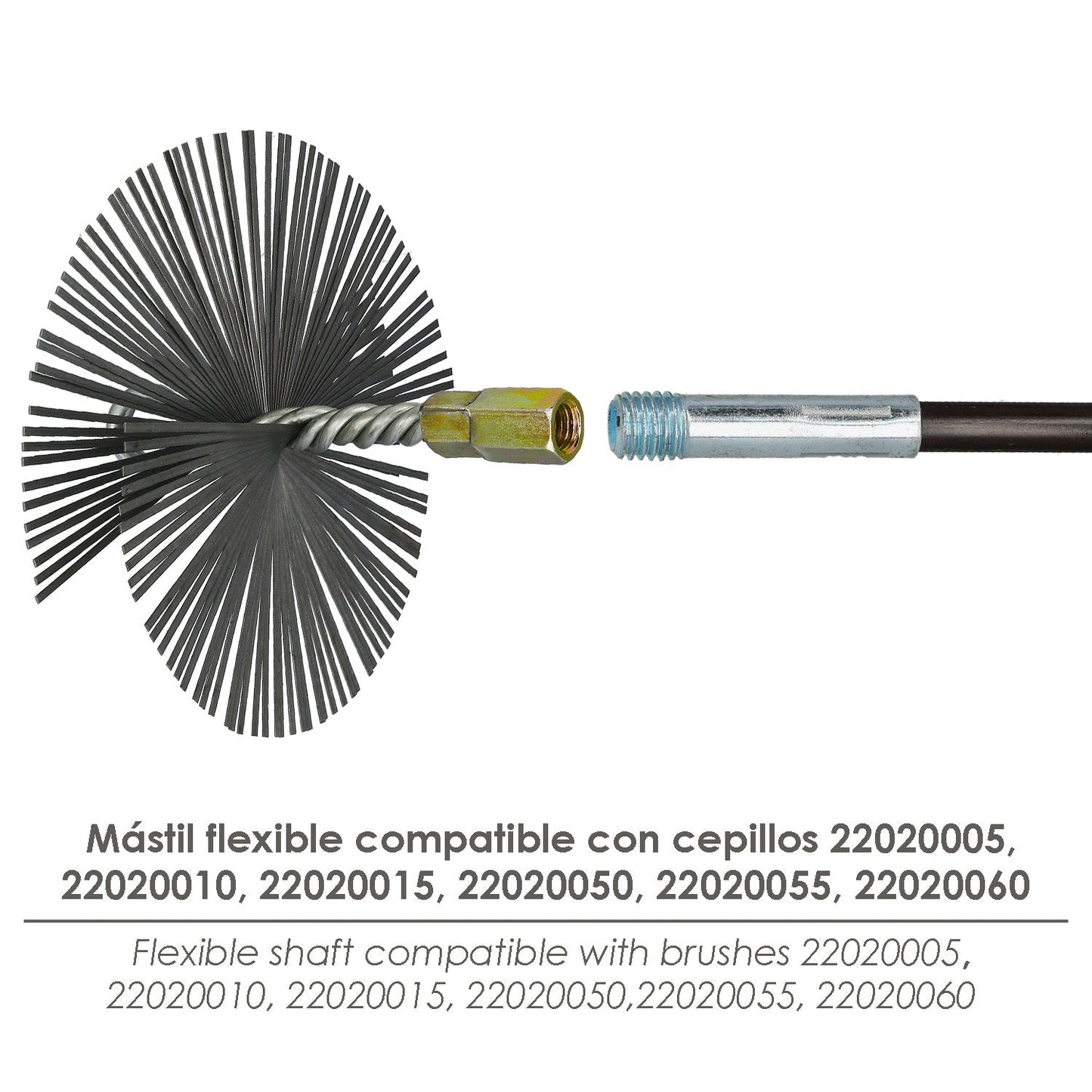Mastil Flexible Deshollinador Rosca M12 Longitud de 1,4 metros.