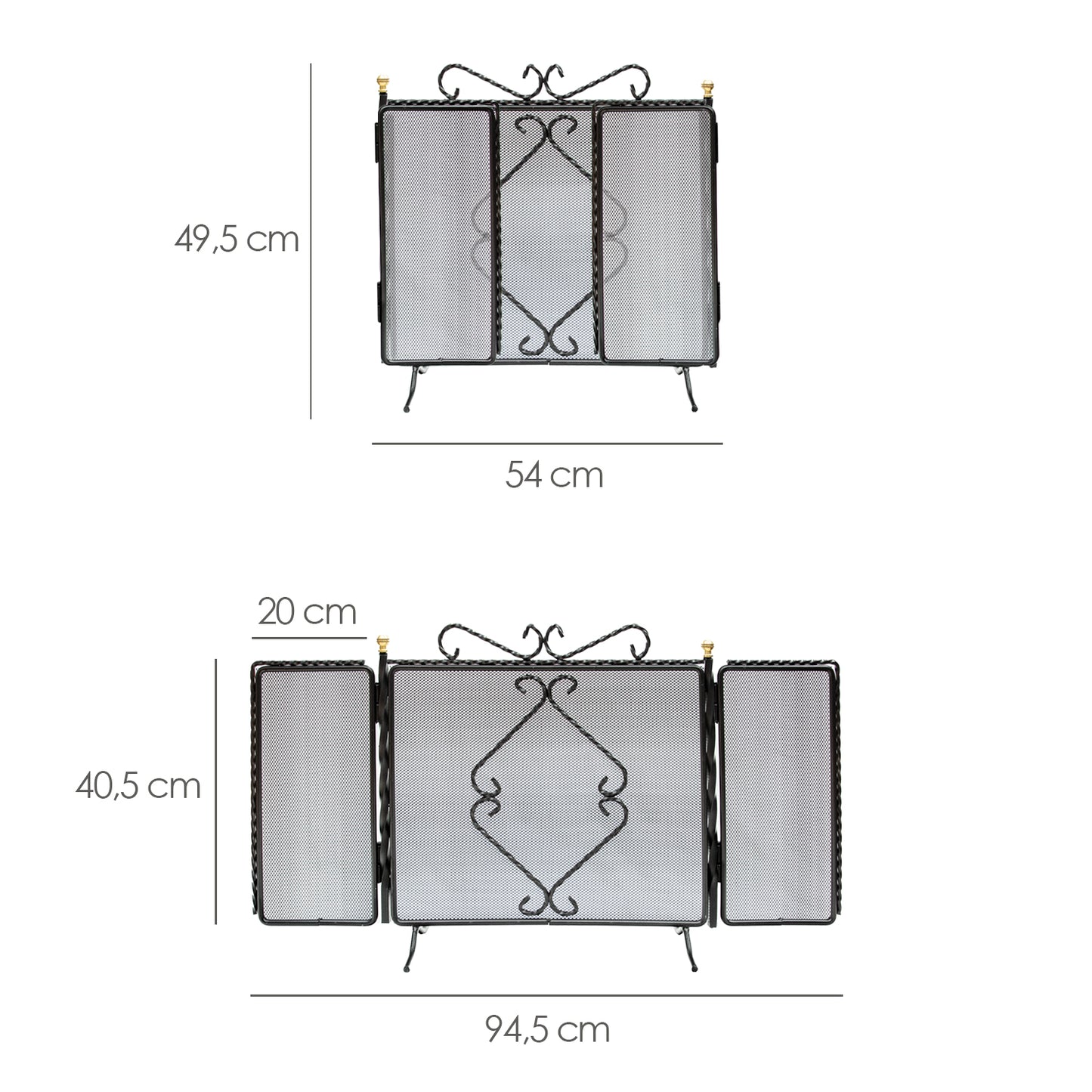 Tela de lareira 94,5 x 49,5 (A) cm. Proteção contra faíscas, protetor de chaminé, protetor de grelha de chaminé.