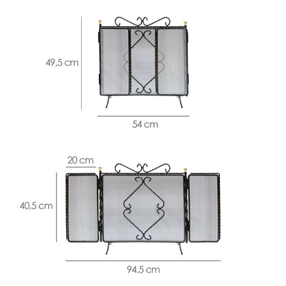 Tela de lareira 94,5 x 49,5 (A) cm. Proteção contra faíscas, protetor de chaminé, protetor de grelha de chaminé.