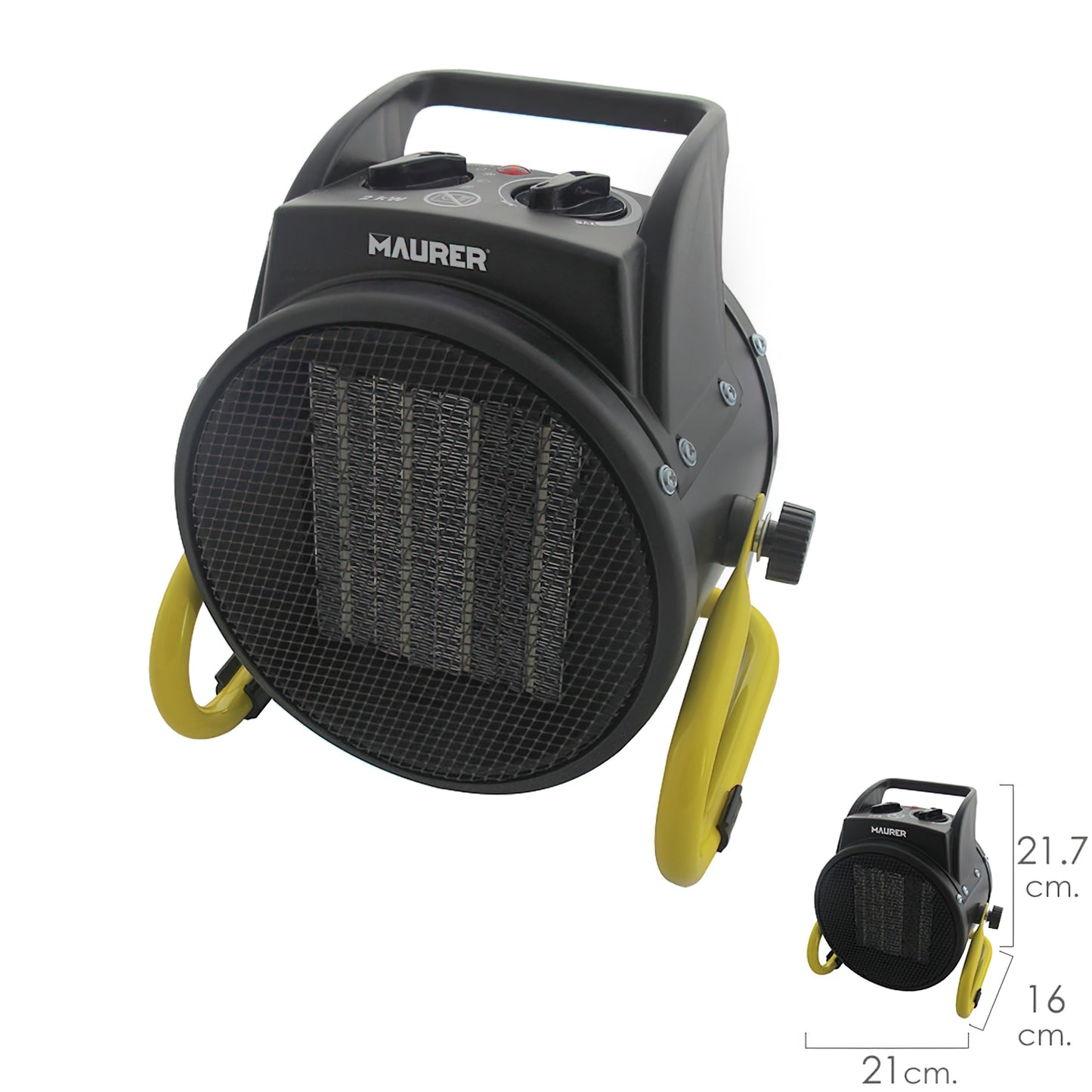 Aquecedor com ventilador de canhão de ar cerâmico 1000/2000 W.