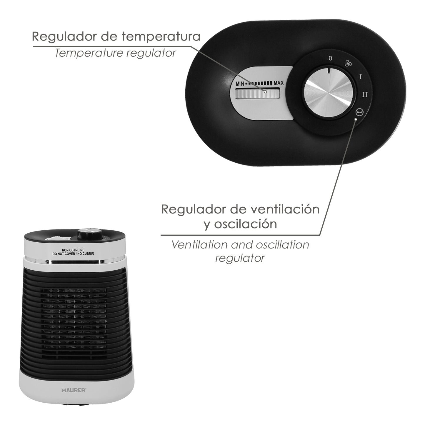 Termoventilador Ceramico Oscilante 1000/1500 Watt.