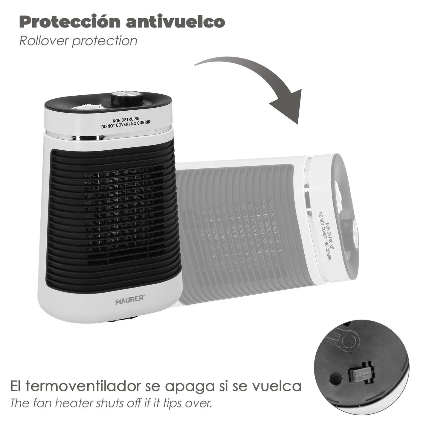 Termoventilador Ceramico Oscilante 1000/1500 Watt.