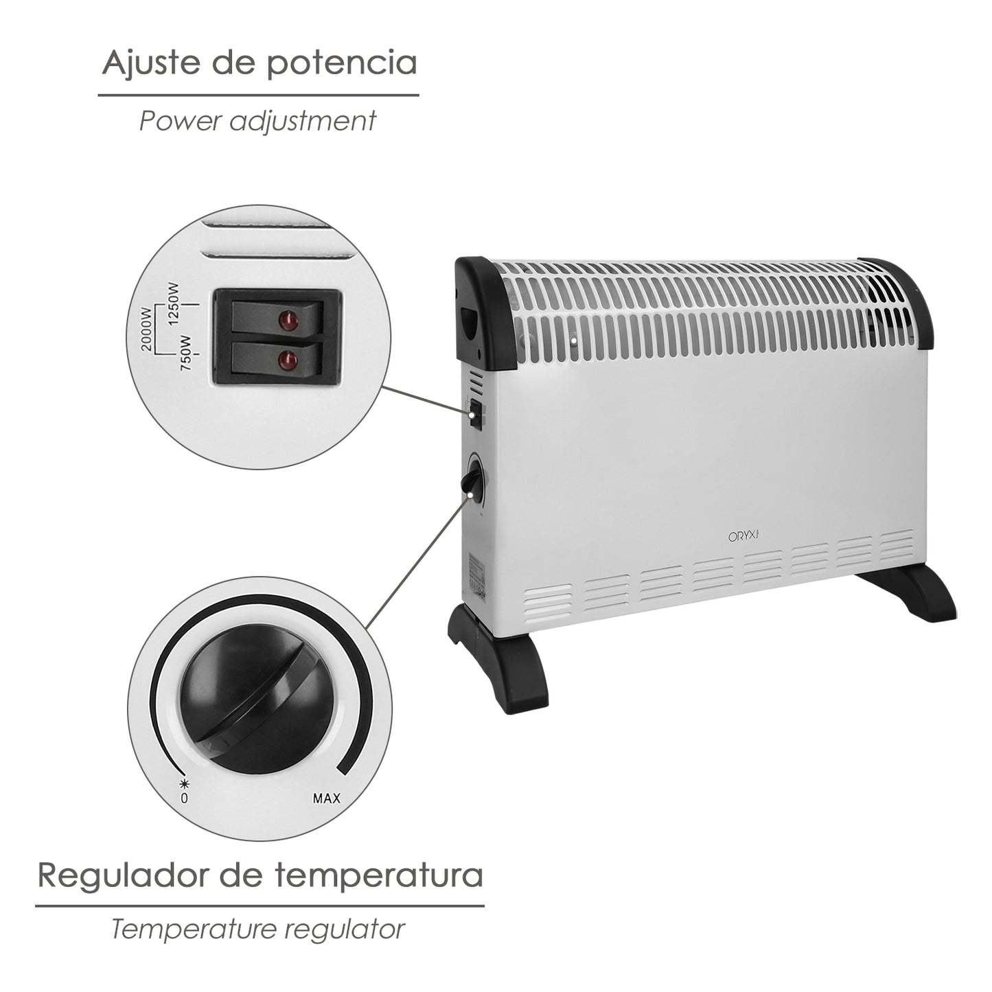 Termoconvector De Suelo potencia de 750 / 1250 / 2000w