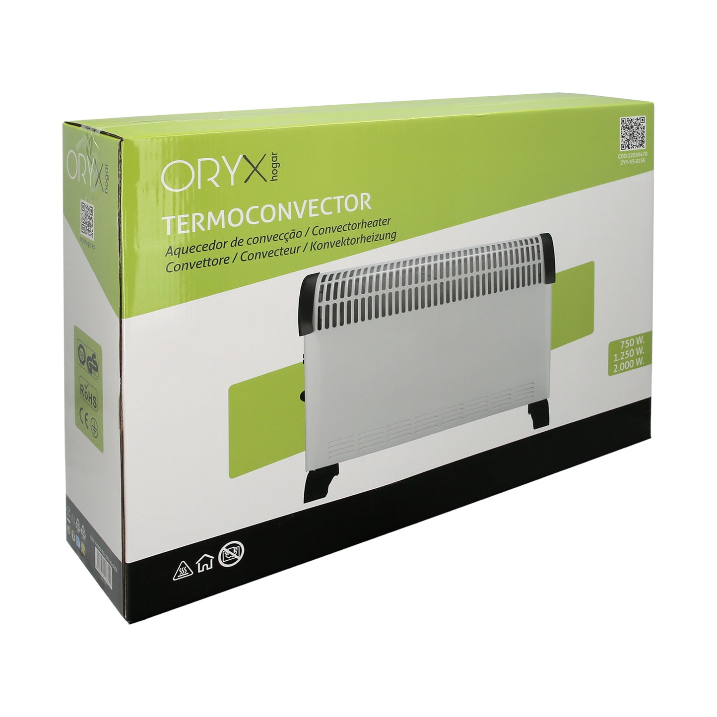 Termoconvector De Suelo potencia de 750 / 1250 / 2000w