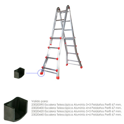 End Cap Escada Telescópica Perfil 67 mm. Seção externa. versão 2019