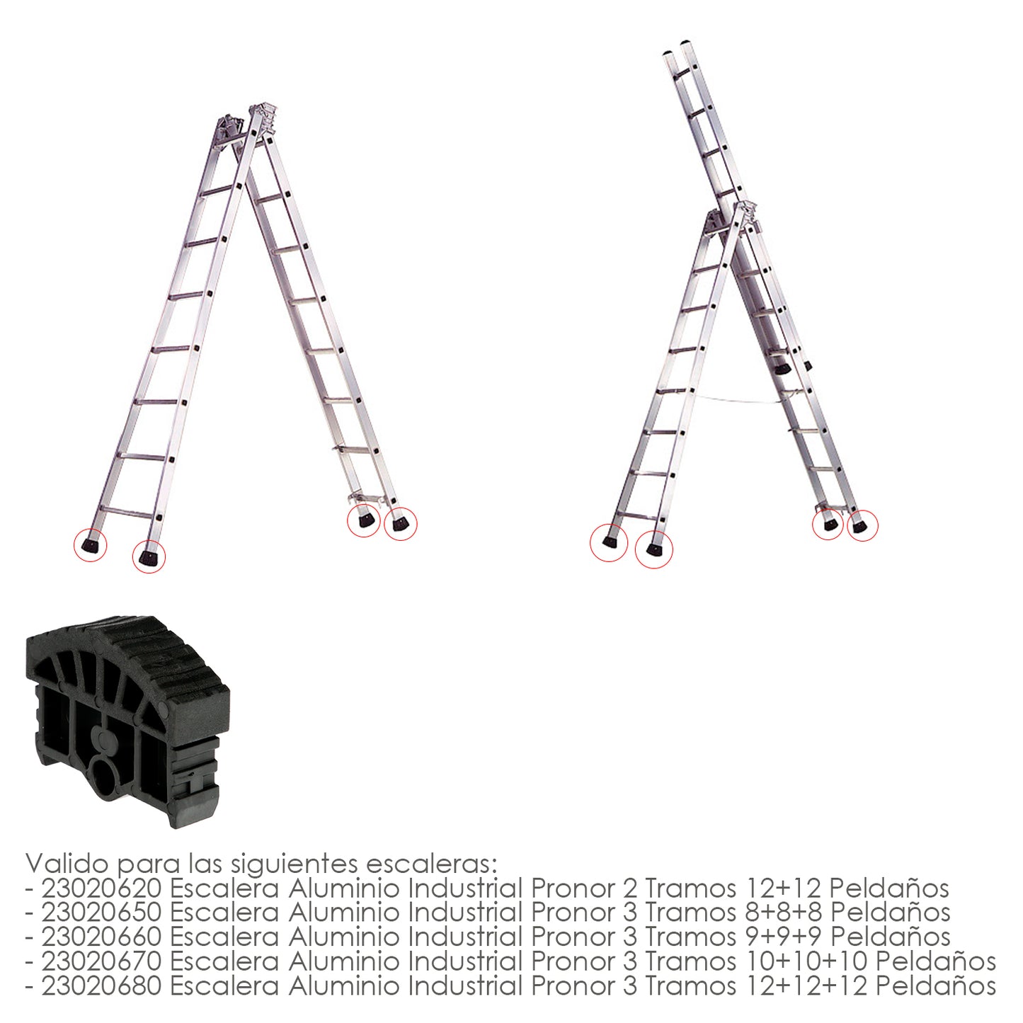 Tampa final para escadas Pronor 3 seções e escadas 2 seções com 12+12 degraus (perfil 79 mm.)