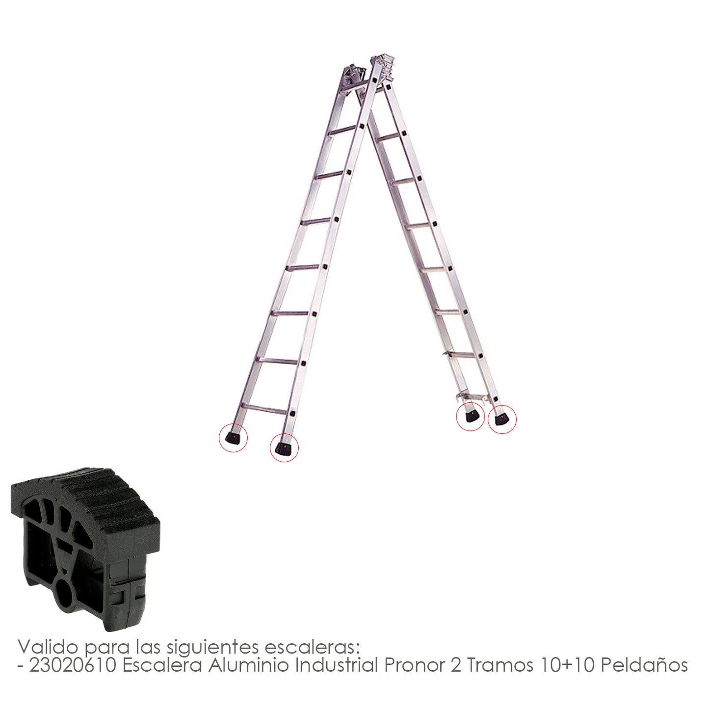 Tampa final para escadas Pronor 2 seções com 10+10 degraus (perfil de 66 mm)