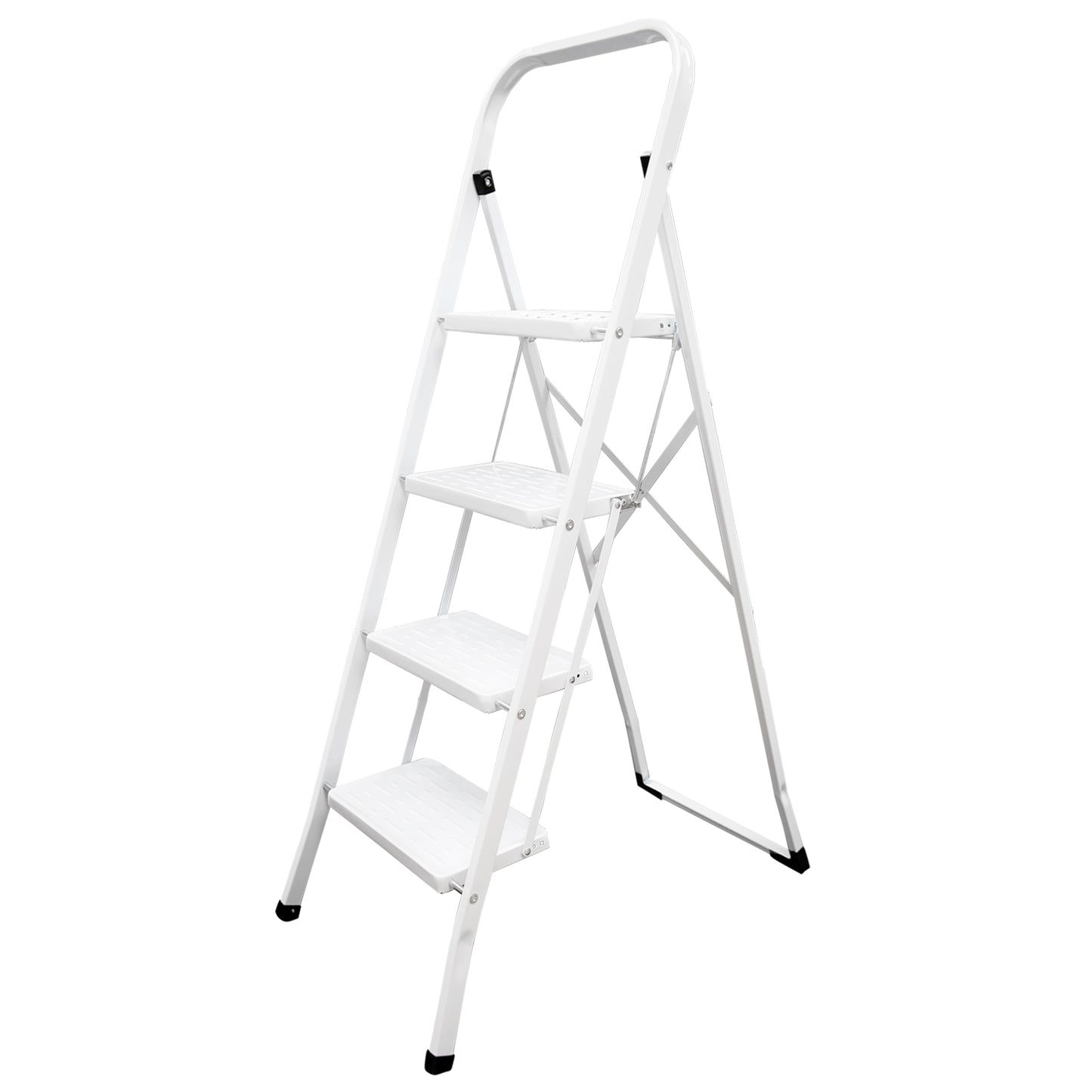 Escalera Domestica Acero 4 Peldaños, Escalerilla Blanca