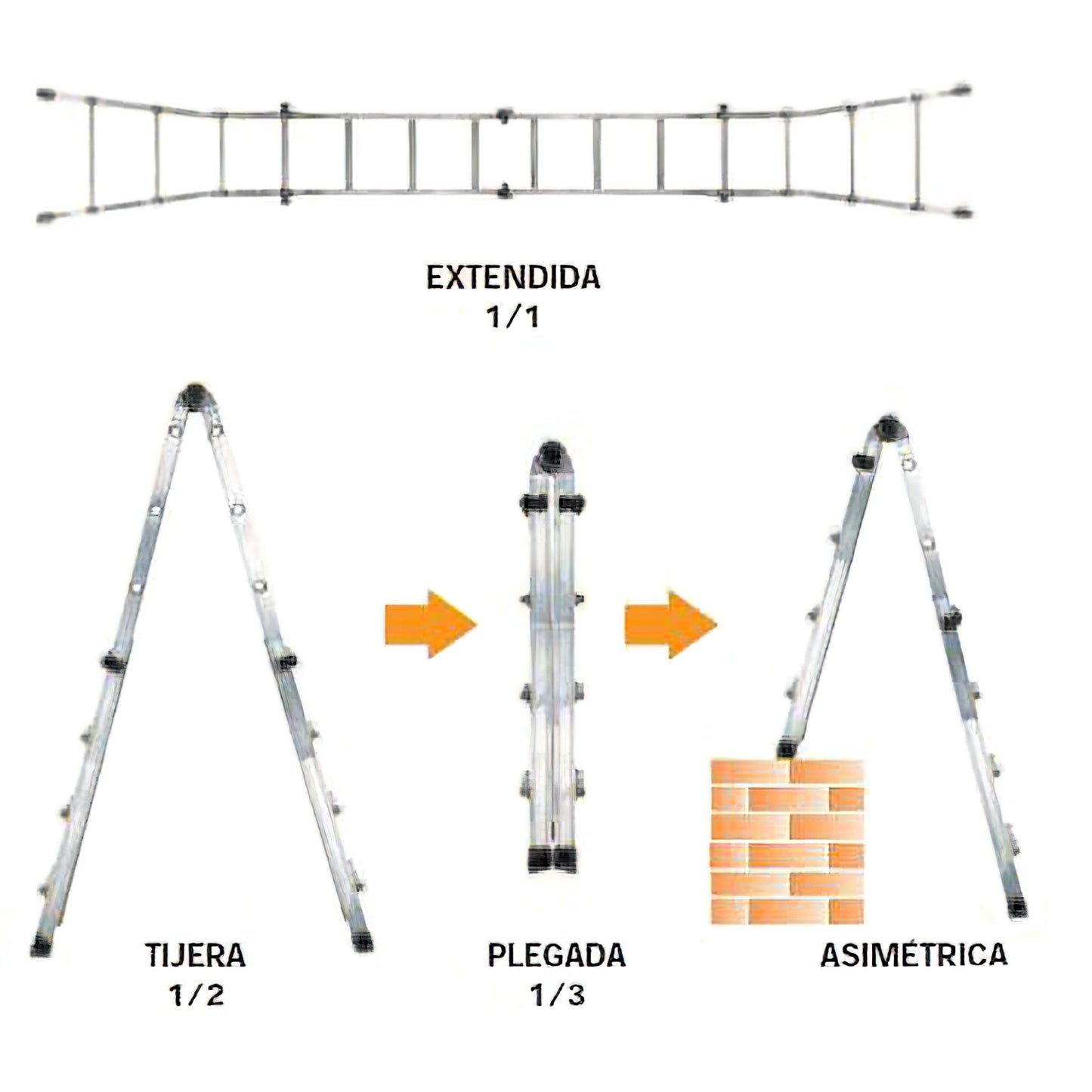 Escada Telescópica de Alumínio 4+4 Degraus Perfil 67 mm.