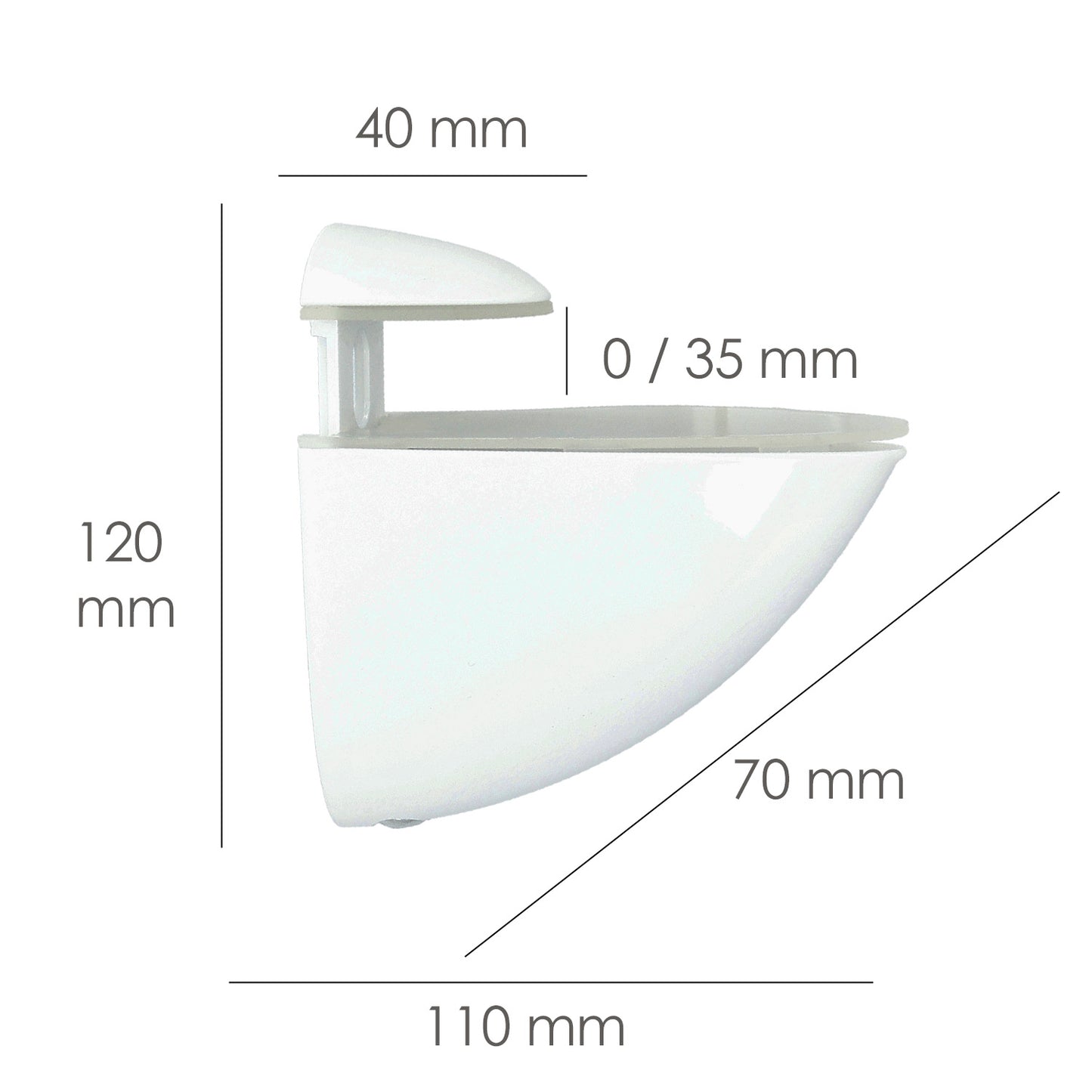 Suporte Pelicano Ajustável Para Prateleira 1 / 35 mm. Branco (1 peça)