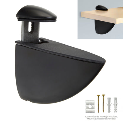 Suporte Pelicano Ajustável Para Prateleira 1 / 35 mm. Preto (1 peça)