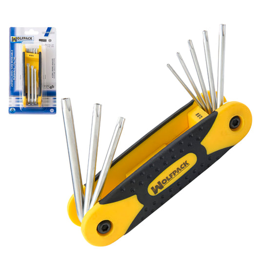 Conjunto de chave Torx dobrável de 8 peças à prova de violação, chave Torx hexagonal, chave estrela, chave allen estrela