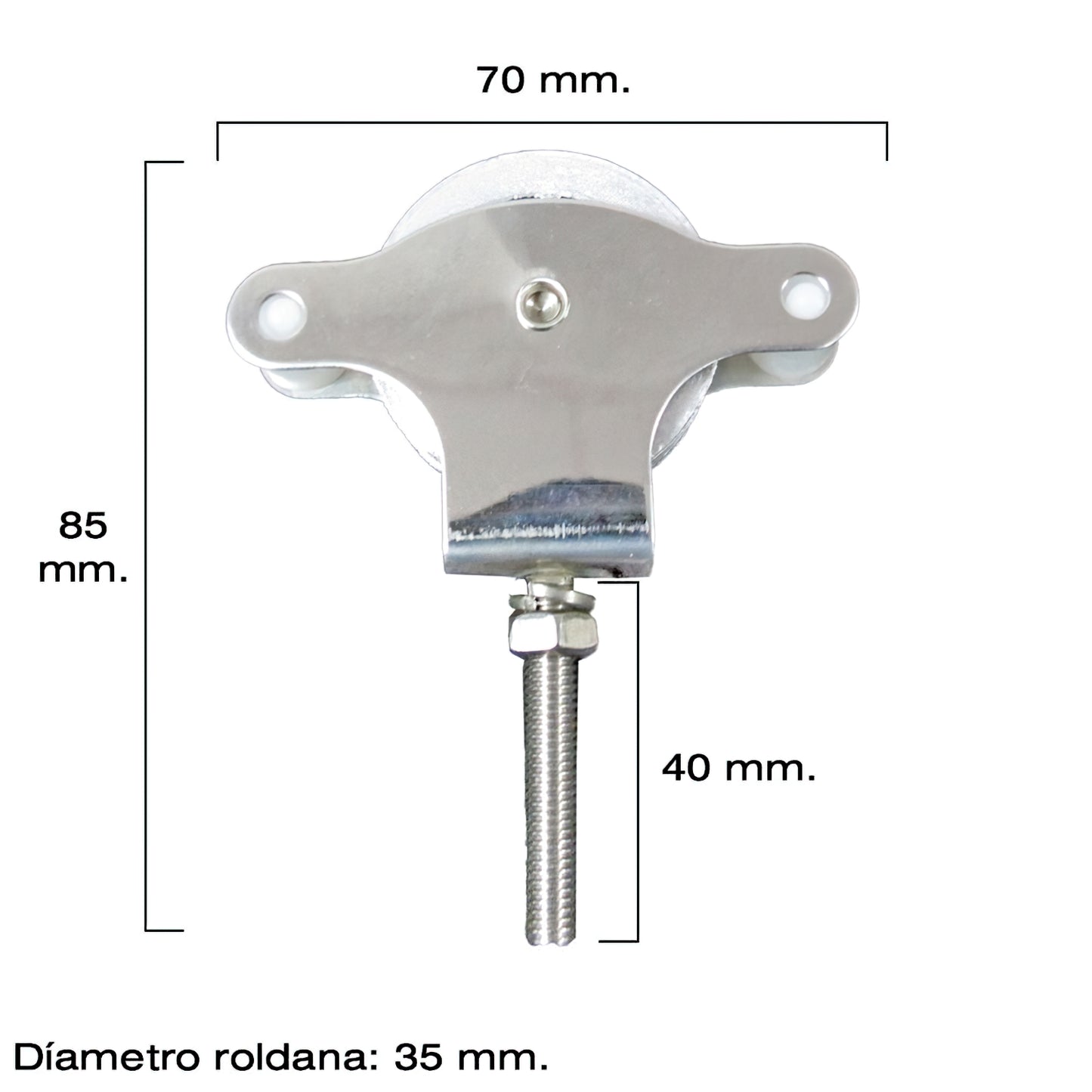 Polea Tendedero Wolfpack Inoxidable 40 mm. / Roldana Metálica Con Tornillo