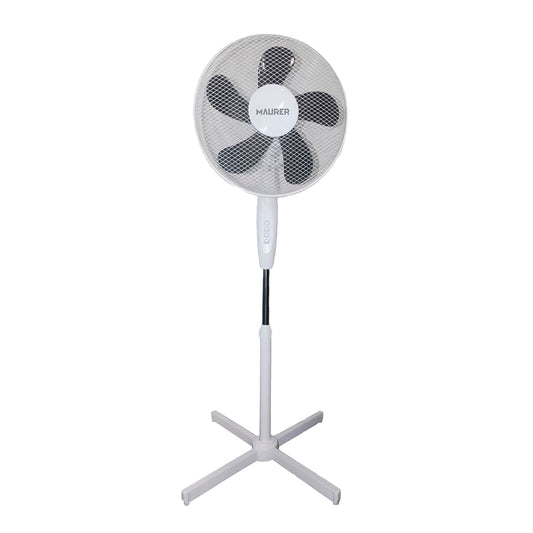Ventilador de pé Ø 40x143 cm. 40 W. Oscilação Automática, Altura Ajustável, Cabeça Inclinável, Base Estável 60x60 cm.