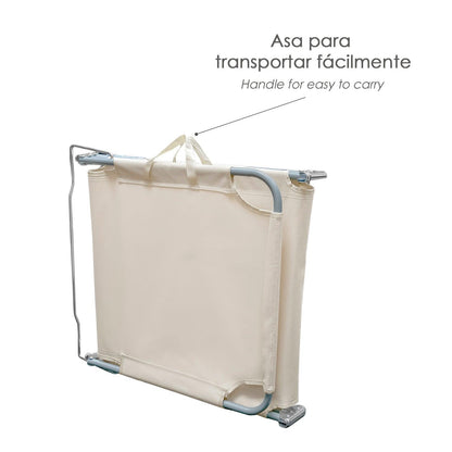 Tumbona Playa Plegable, Estilo Cama. Color Beige, Estructura Acero Pintado, Tumbona Jardín, Tumbona Piscina, 3 Posiciones - El Brico Hogar